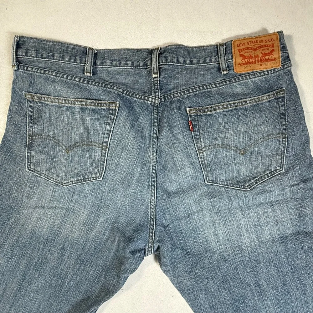 Levis 559 Relaxed Fit Jeans Mens 42x30 Blue Denim Straight‎ Leg Pants
